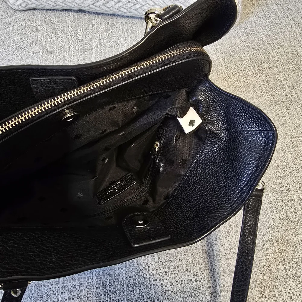 ♡ Kate Spade Black Leather Tote Bag EUC - Picture 8 of 11